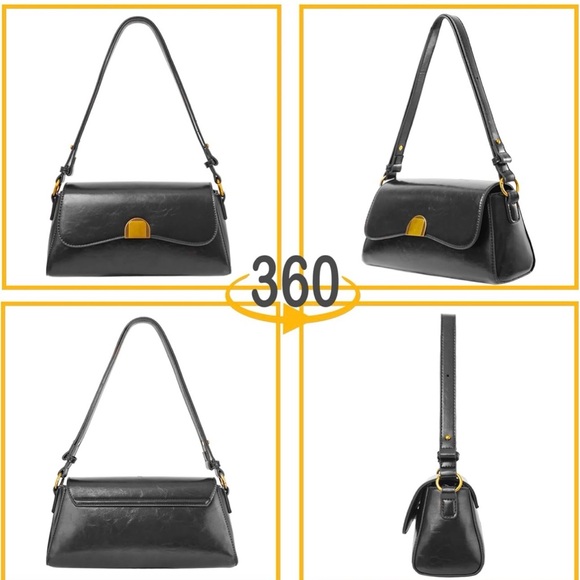 Elegant Black Leather Shoulder Bag - Picture 3 of 3